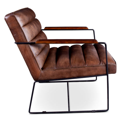 26" Antique Whiskey Leather Accent Chair