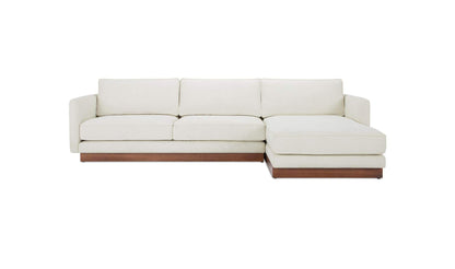 112" White Upholstered Right Facing Sectional