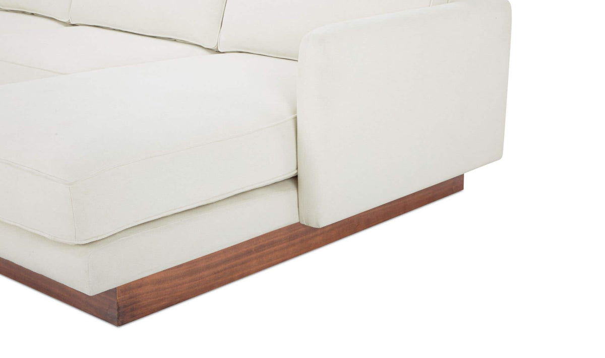 112" White Upholstered Right Facing Sectional