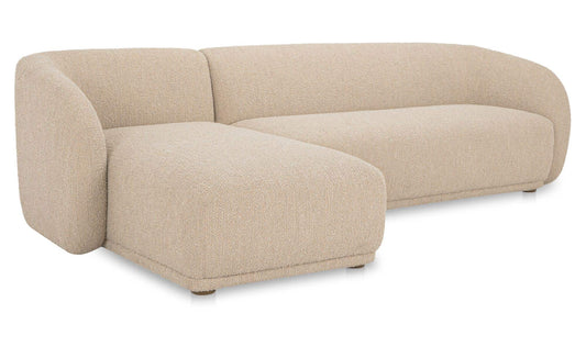 113.75" Beige Boucle Left Facing Sectional