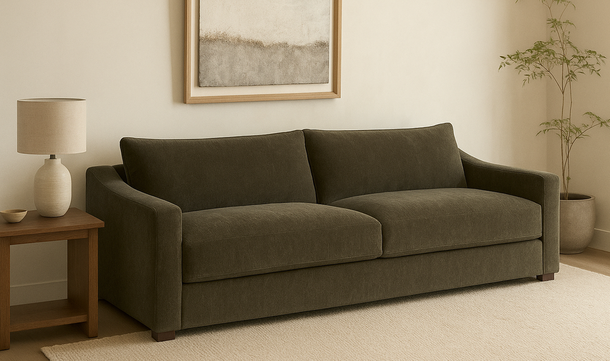 91" Cedar Green Upholstered Sofa