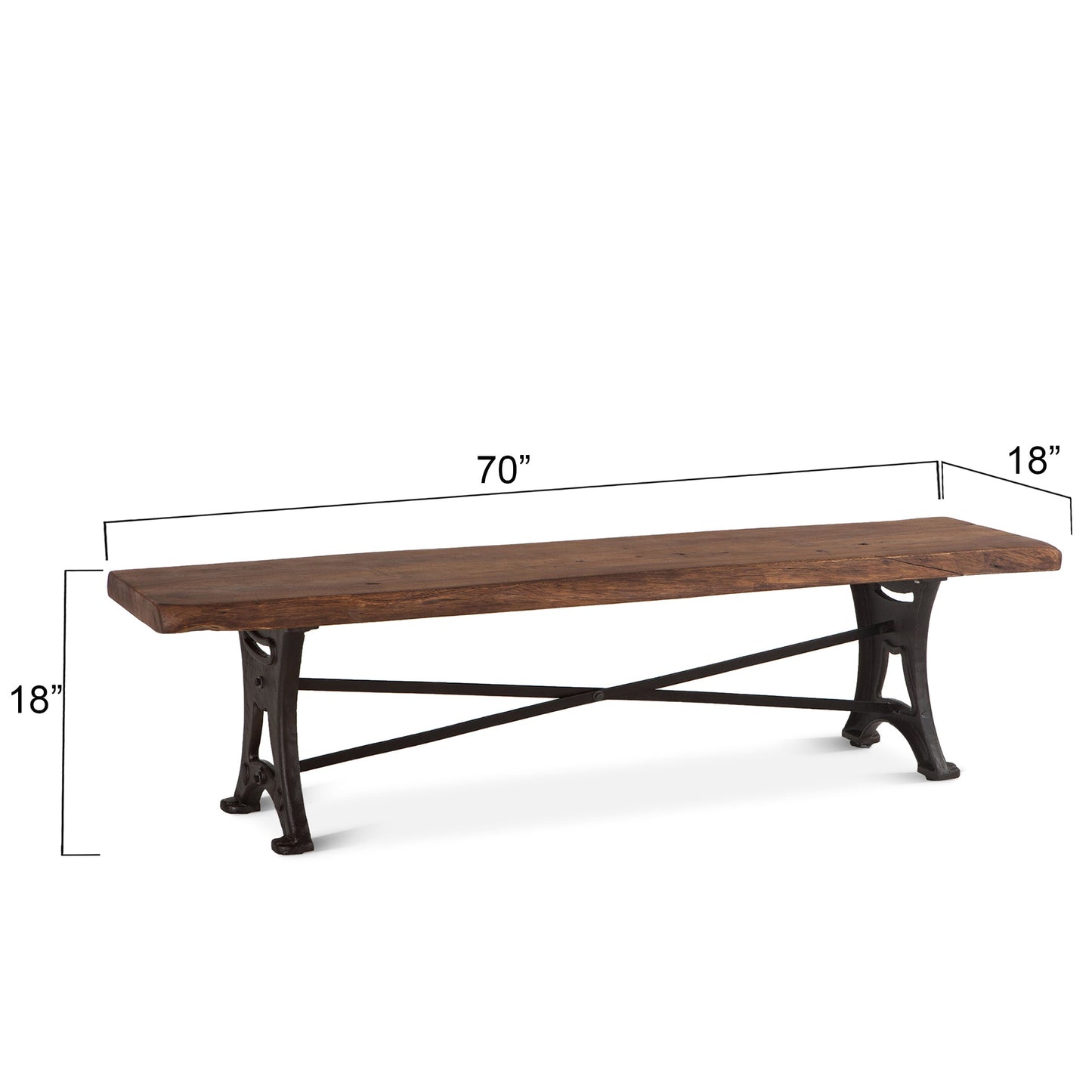 70" Raw Walnut Acacia Wood Bench