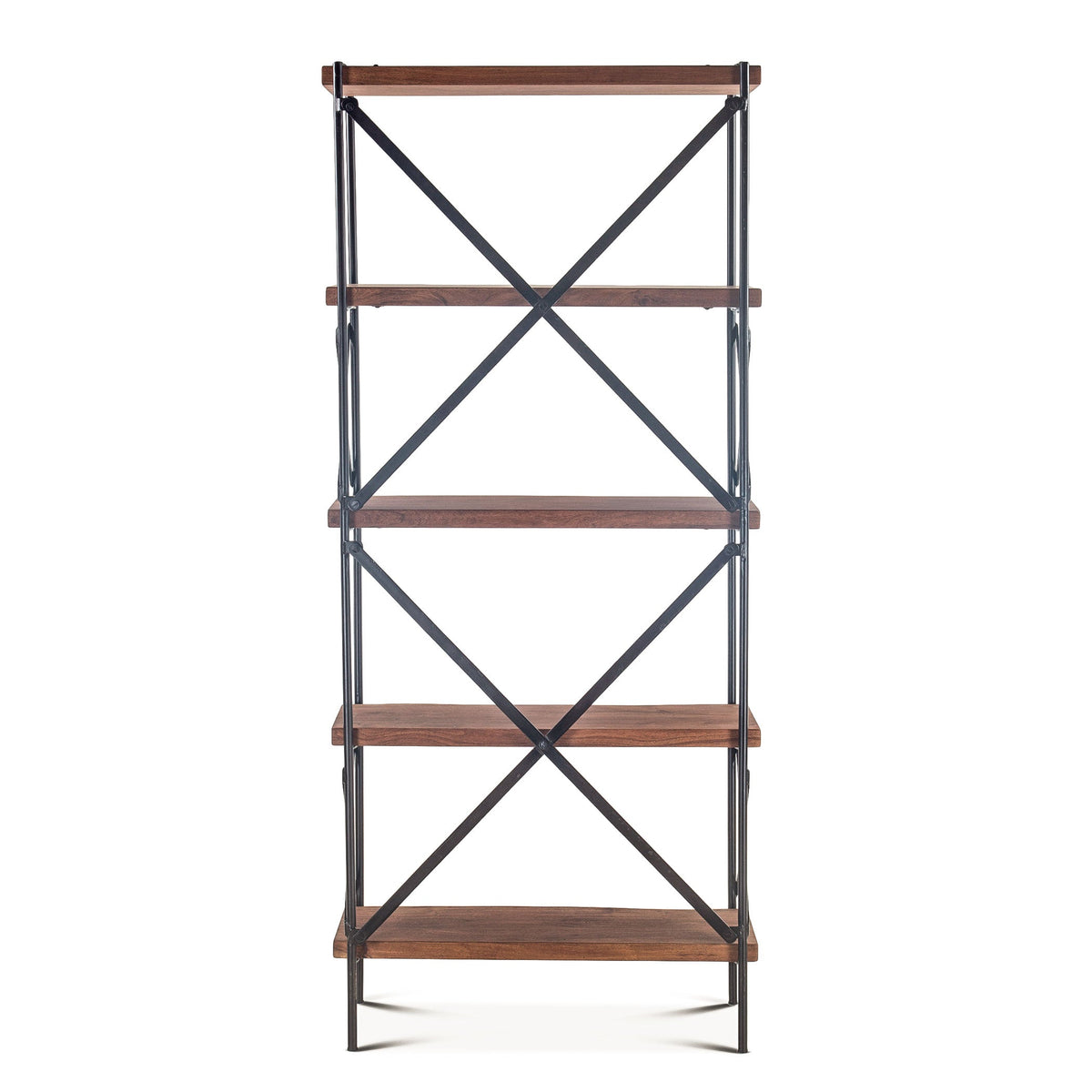 34" Raw Walnut Acacia Wood Bookshelf