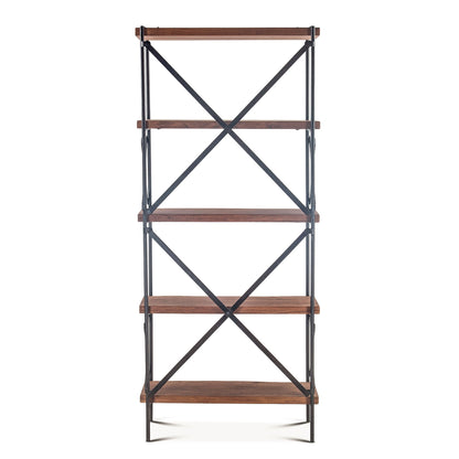 34" Raw Walnut Acacia Wood Bookshelf