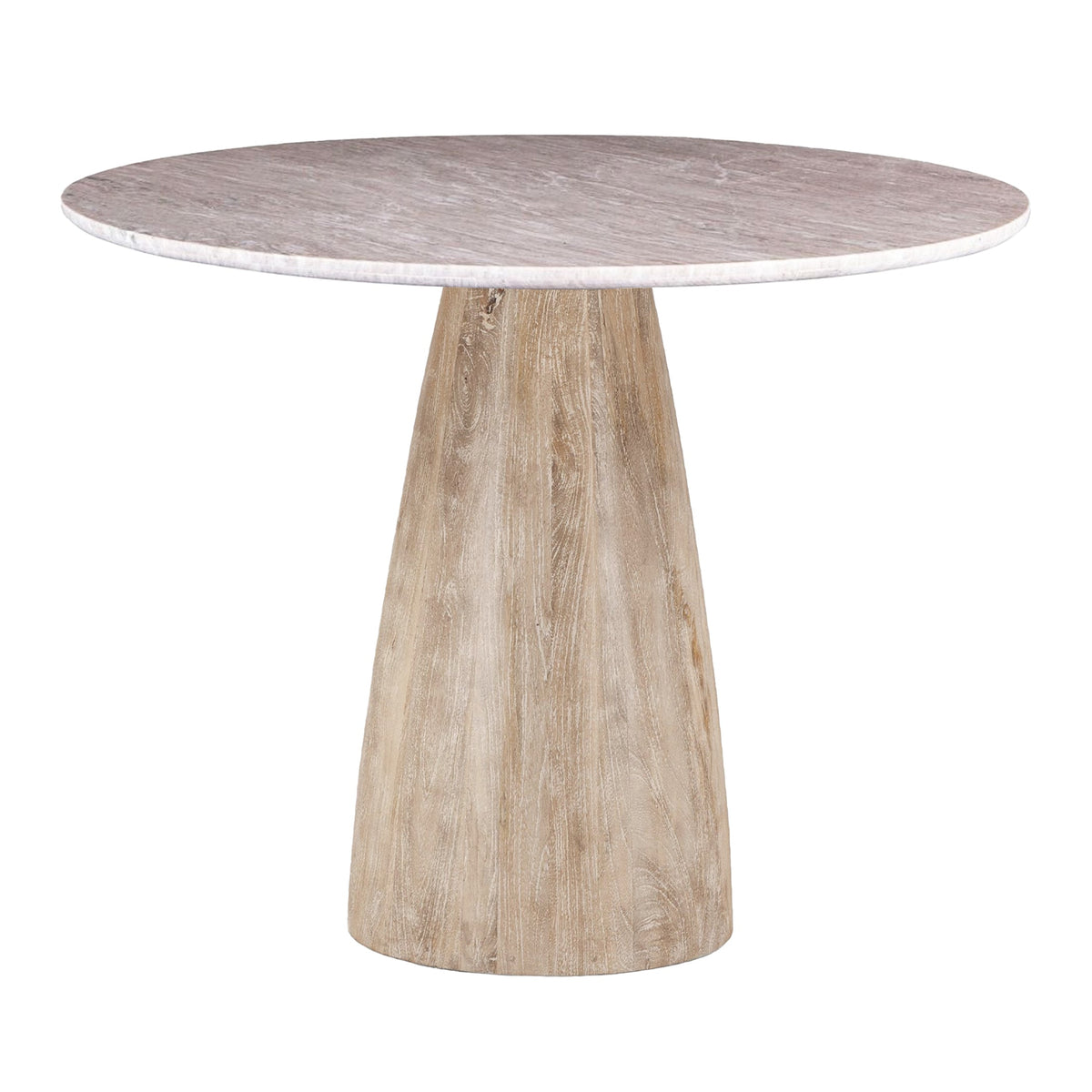 48" Brown Lajaria Marble and Whitewash Modern Gathering Table