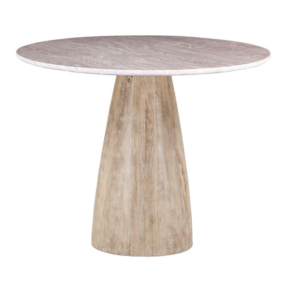 48" Brown Lajaria Marble and Whitewash Modern Gathering Table