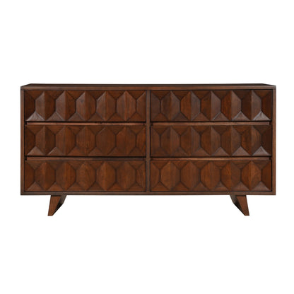 70" Royal Brown Carved Wood Dresser