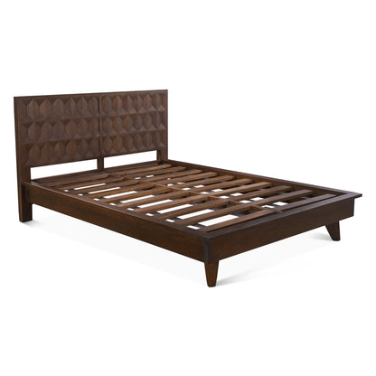83" Royal Brown Carved Wood King Size Bed