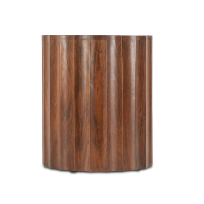 18" White Marble and Royal Brown Mango Side Table