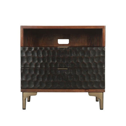 26" Two-Tone Carved Wood Nightstand