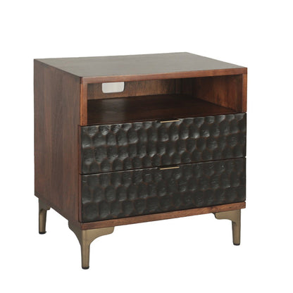 26" Two-Tone Carved Wood Nightstand