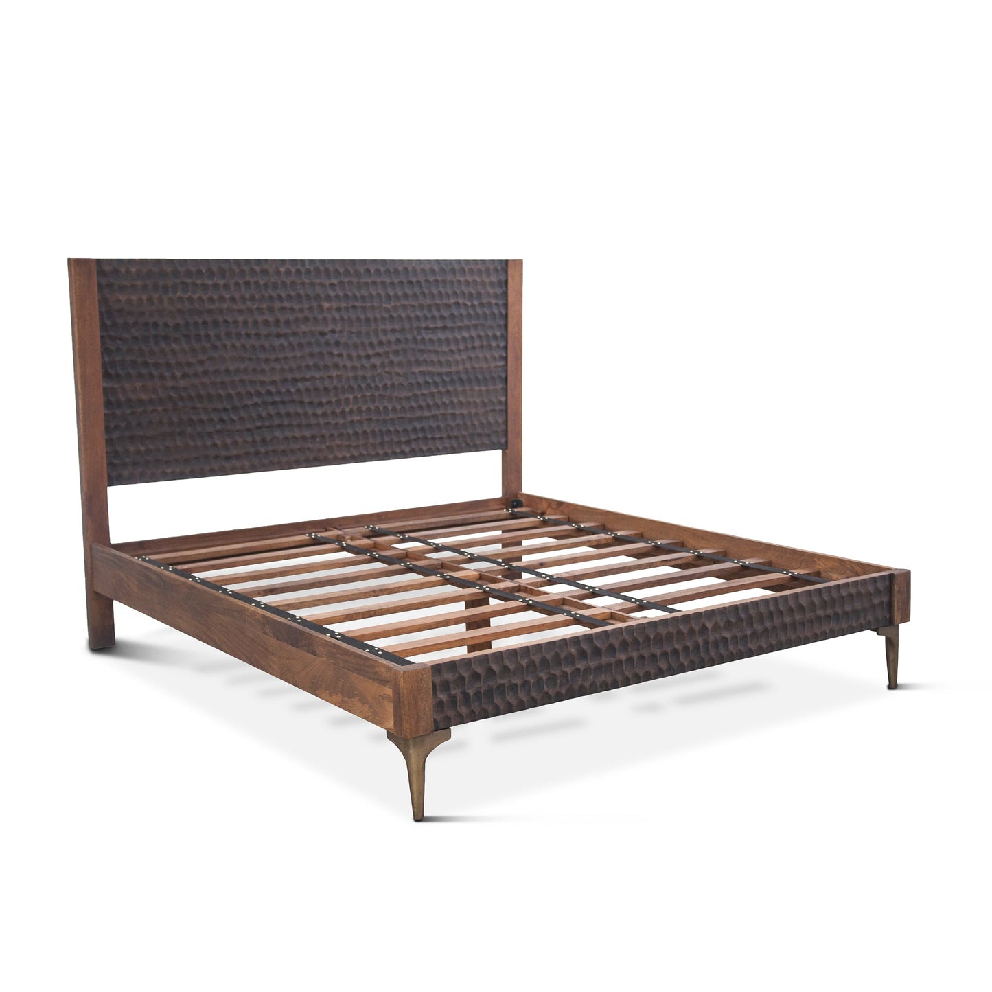 64" Two-Tone Carved Wood Queen Size Bed