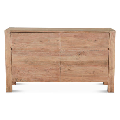 60" Brushed Acacia Wood Dresser