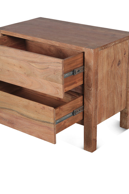 18" Brushed Acacia Wood Nightstand