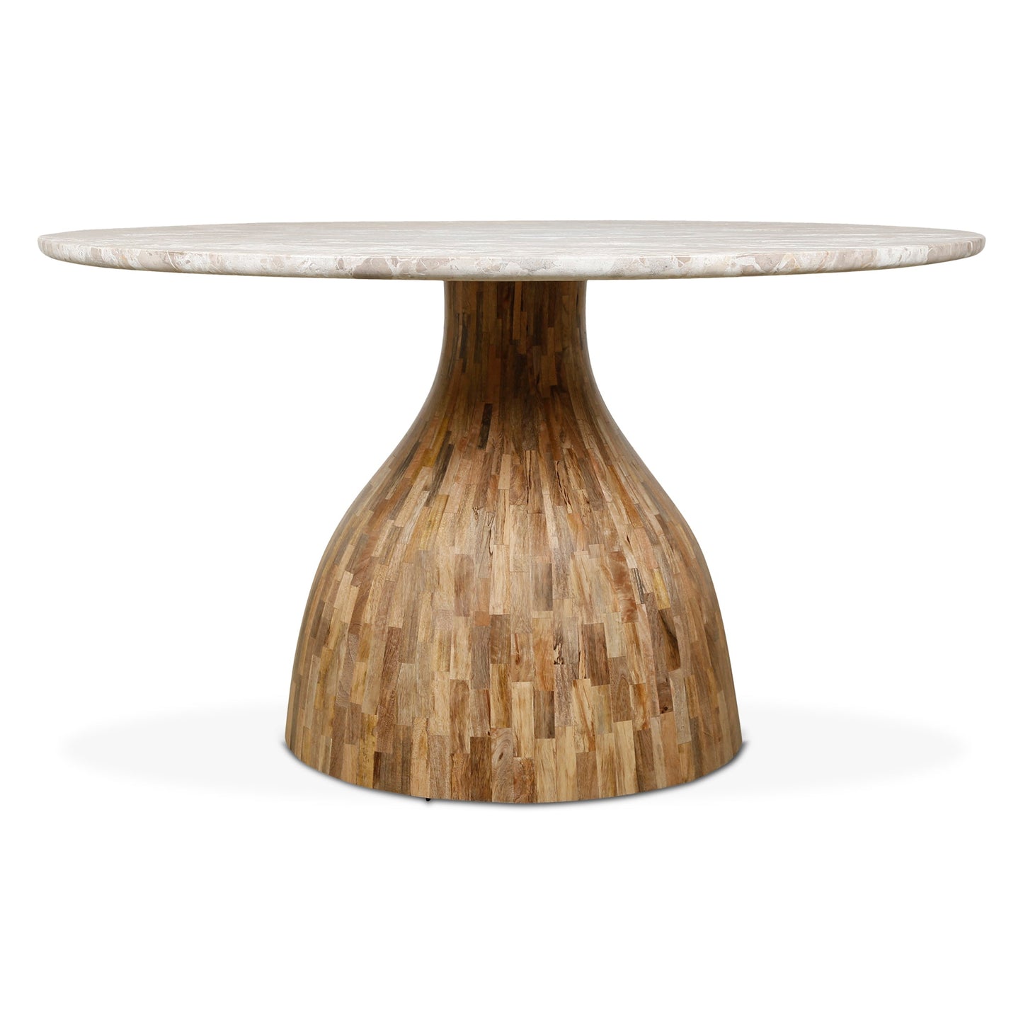 54" Capri Beige Marble Round Dining Table