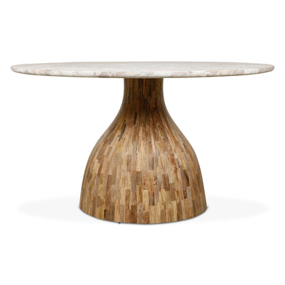 54" Capri Beige Marble Round Dining Table