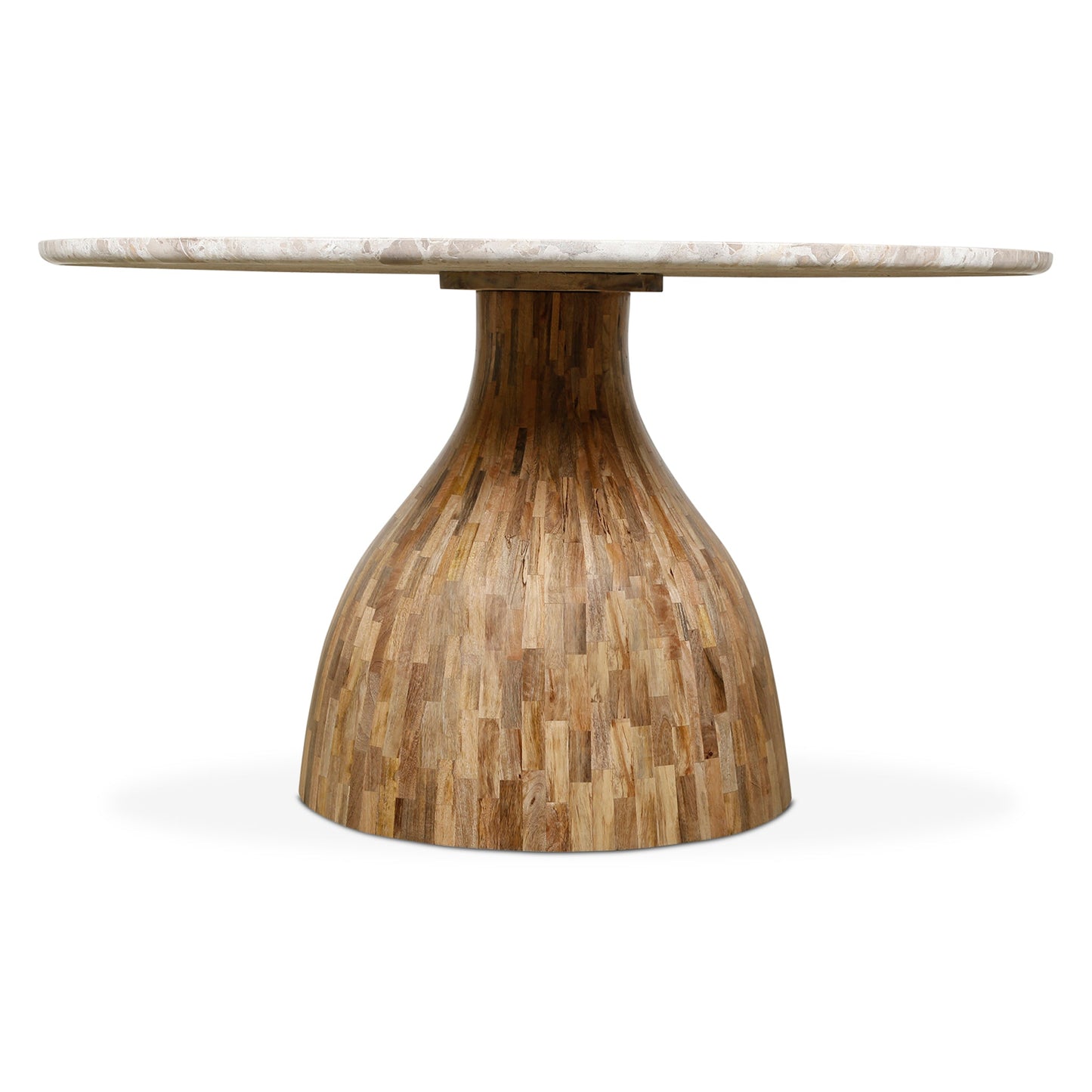 54" Capri Beige Marble Round Dining Table