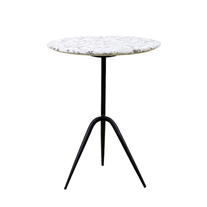 18" Alaska White Marble Accent Table