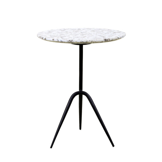 18" Alaska White Marble Accent Table