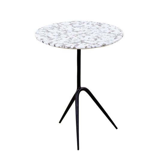 18" Alaska White Marble Accent Table