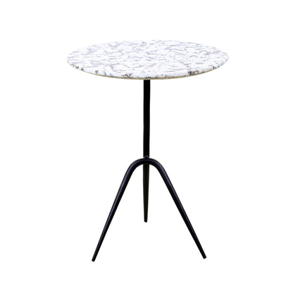 18" Alaska White Marble Accent Table