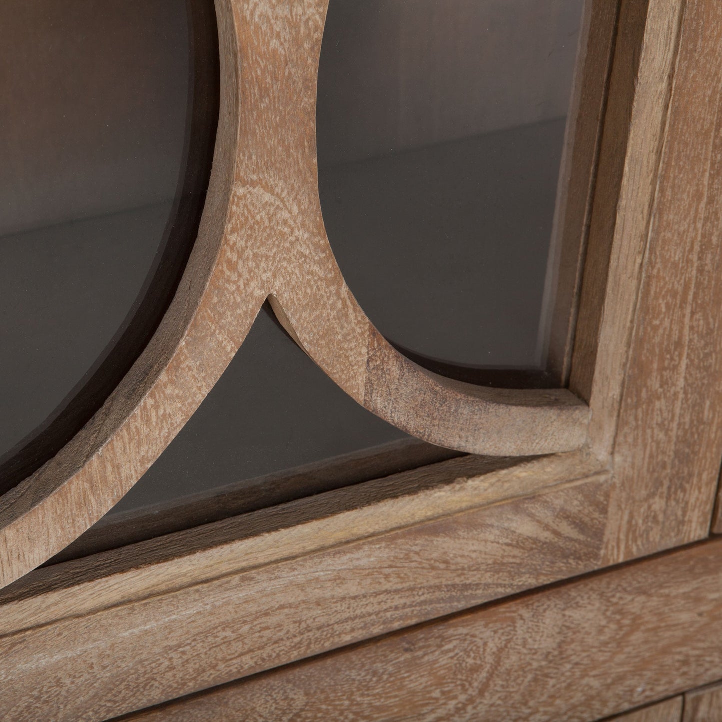 38" Antique Oak Tall Glass Cabinet