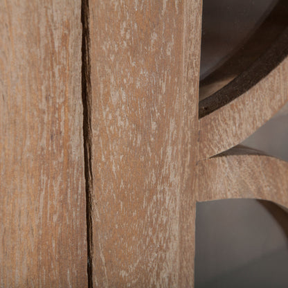 38" Antique Oak Tall Glass Cabinet