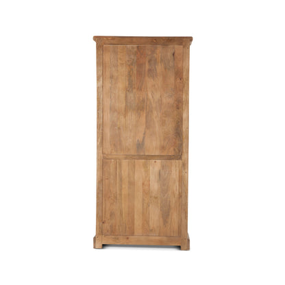 38" Antique Oak Tall Glass Cabinet