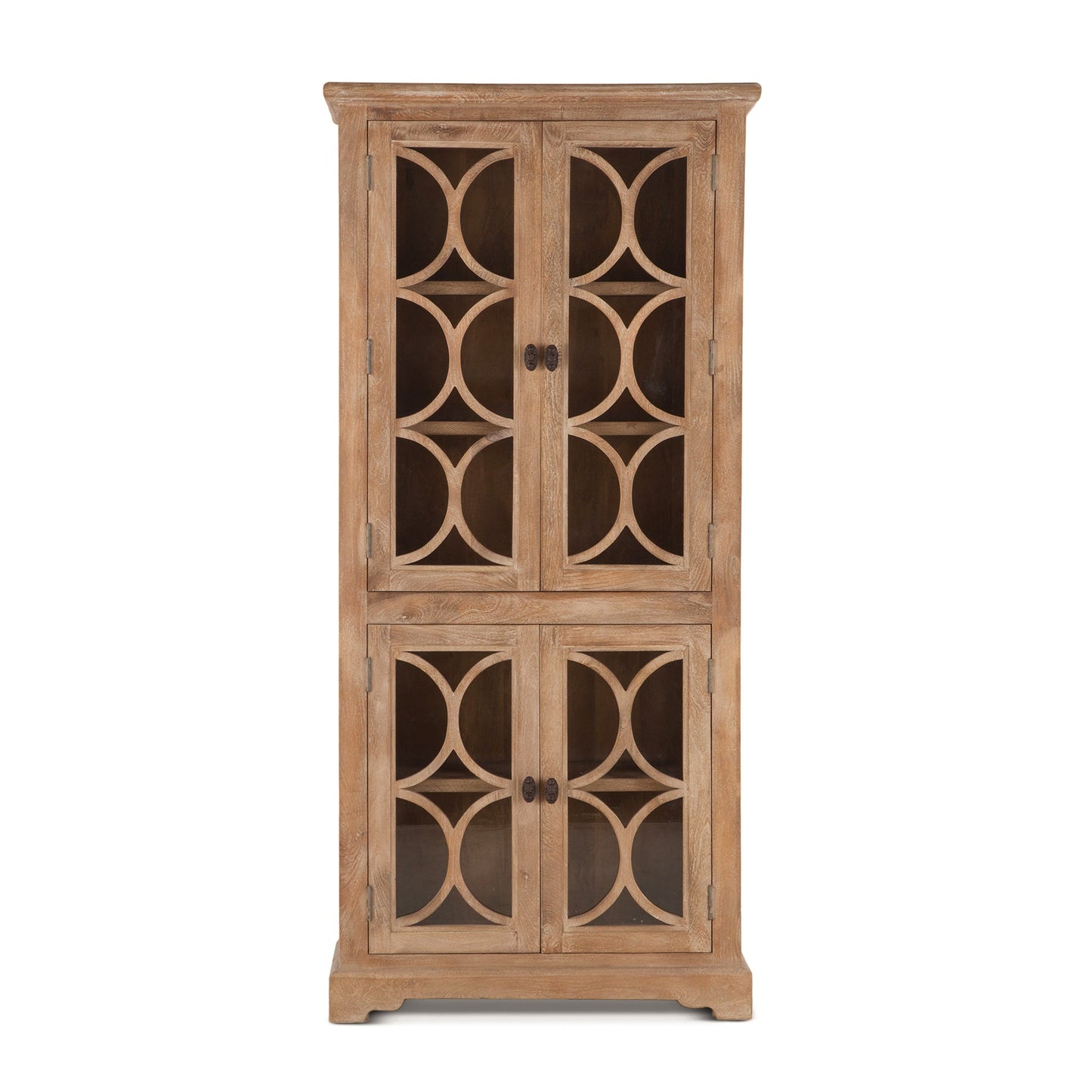 38" Antique Oak Tall Glass Cabinet