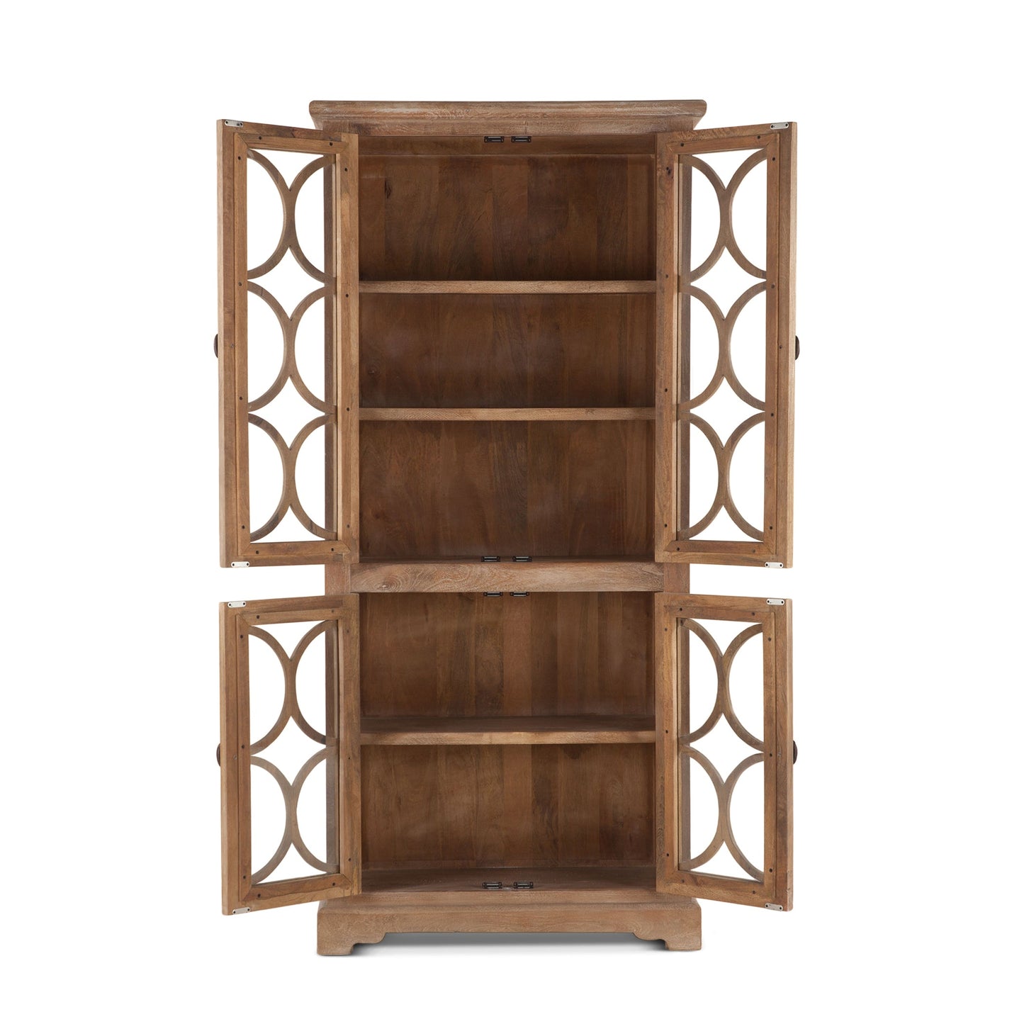 38" Antique Oak Tall Glass Cabinet
