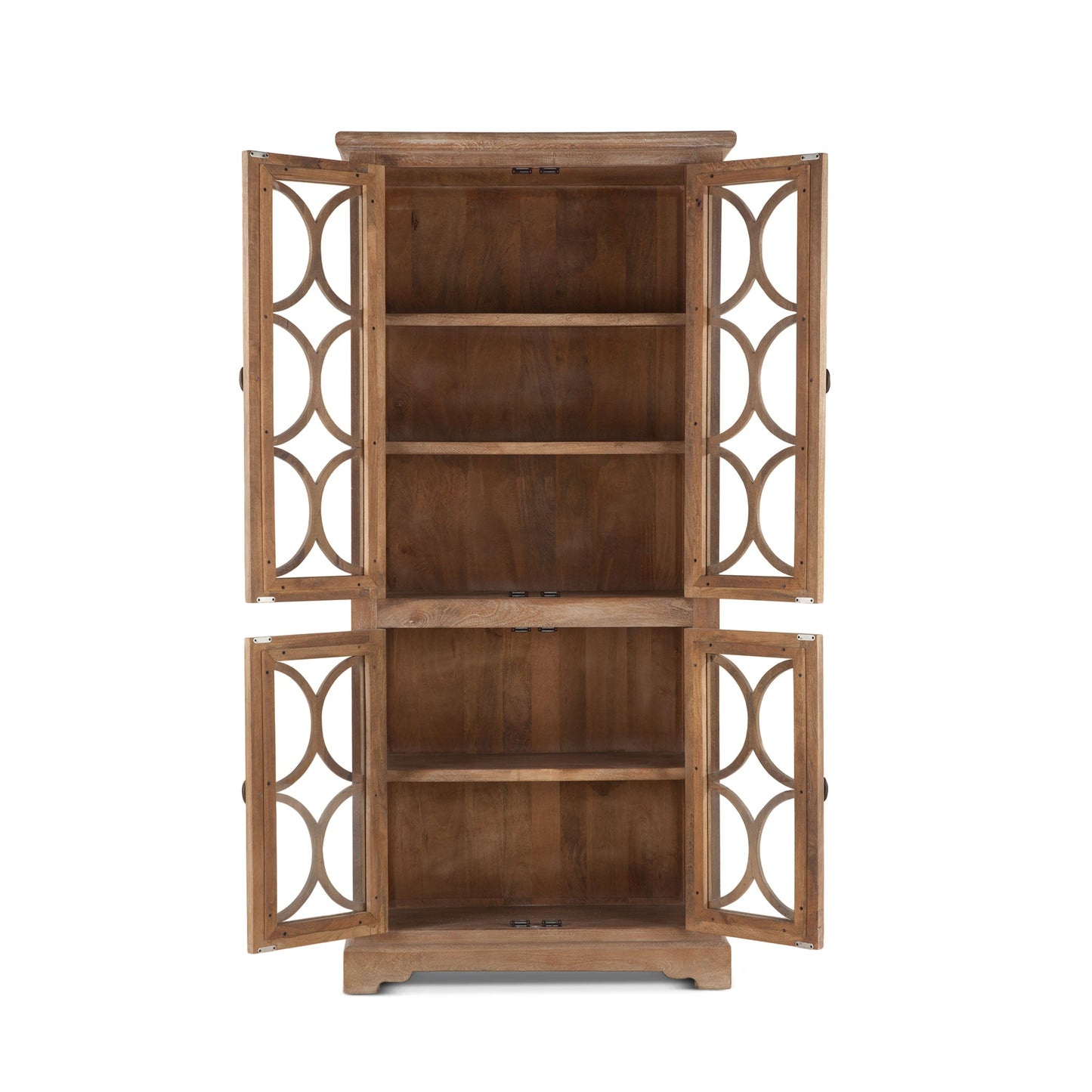 38" Antique Oak Tall Glass Cabinet