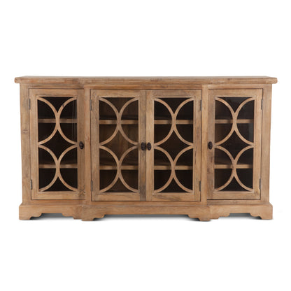 75" Antique Oak Glass Cabinet