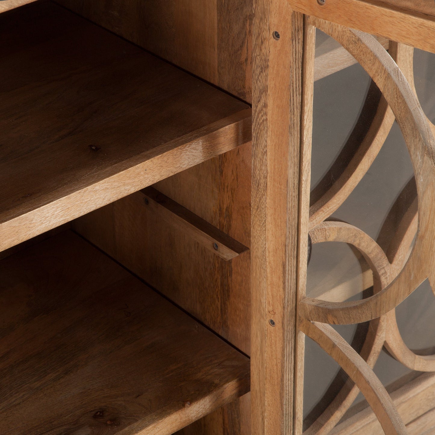 75" Antique Oak Glass Cabinet