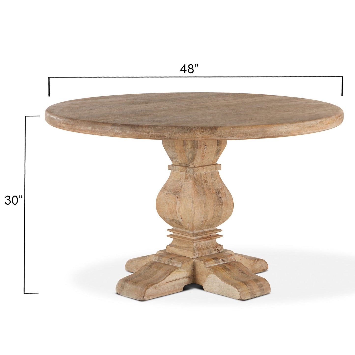 48" Antique Oak Round Dining Table