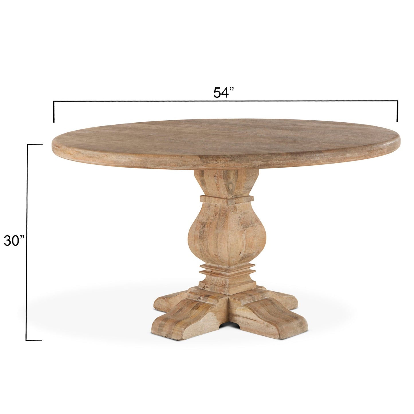 54" Antique Oak Round Dining Table
