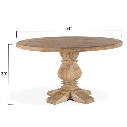 54" Antique Oak Round Dining Table