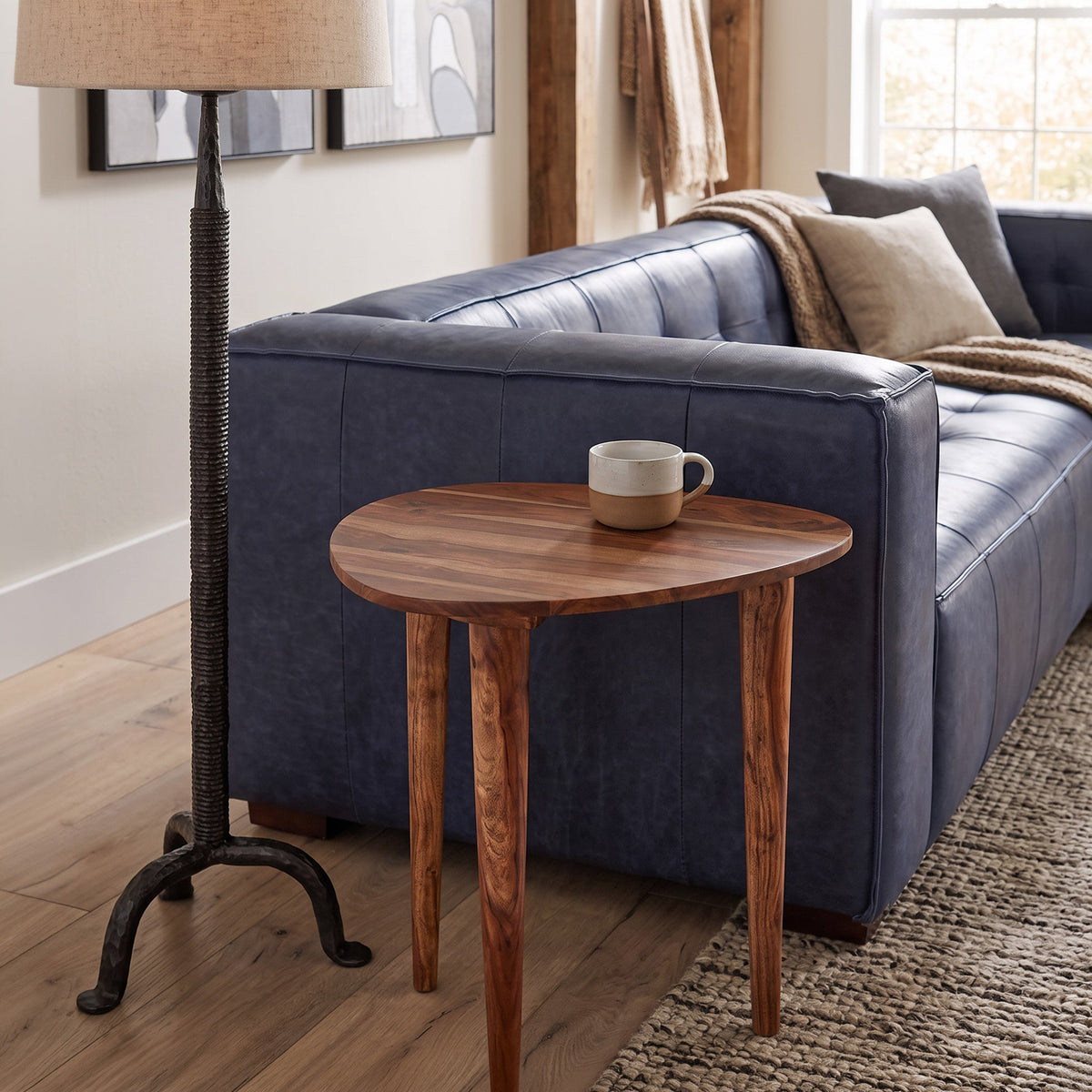 23" Natural Sheesham Wood Side Table