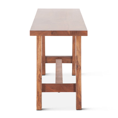 60" Cinnamon Brown Acacia Wood Counter Bench