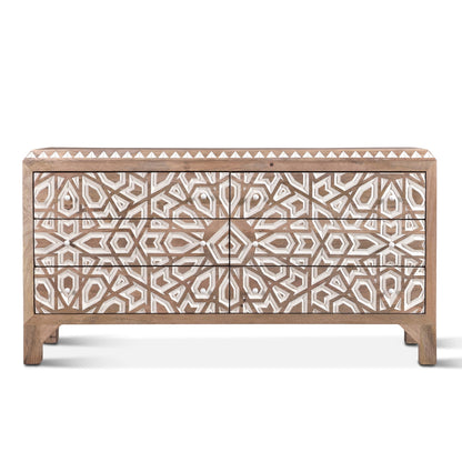 61" Carved Natural White Dresser