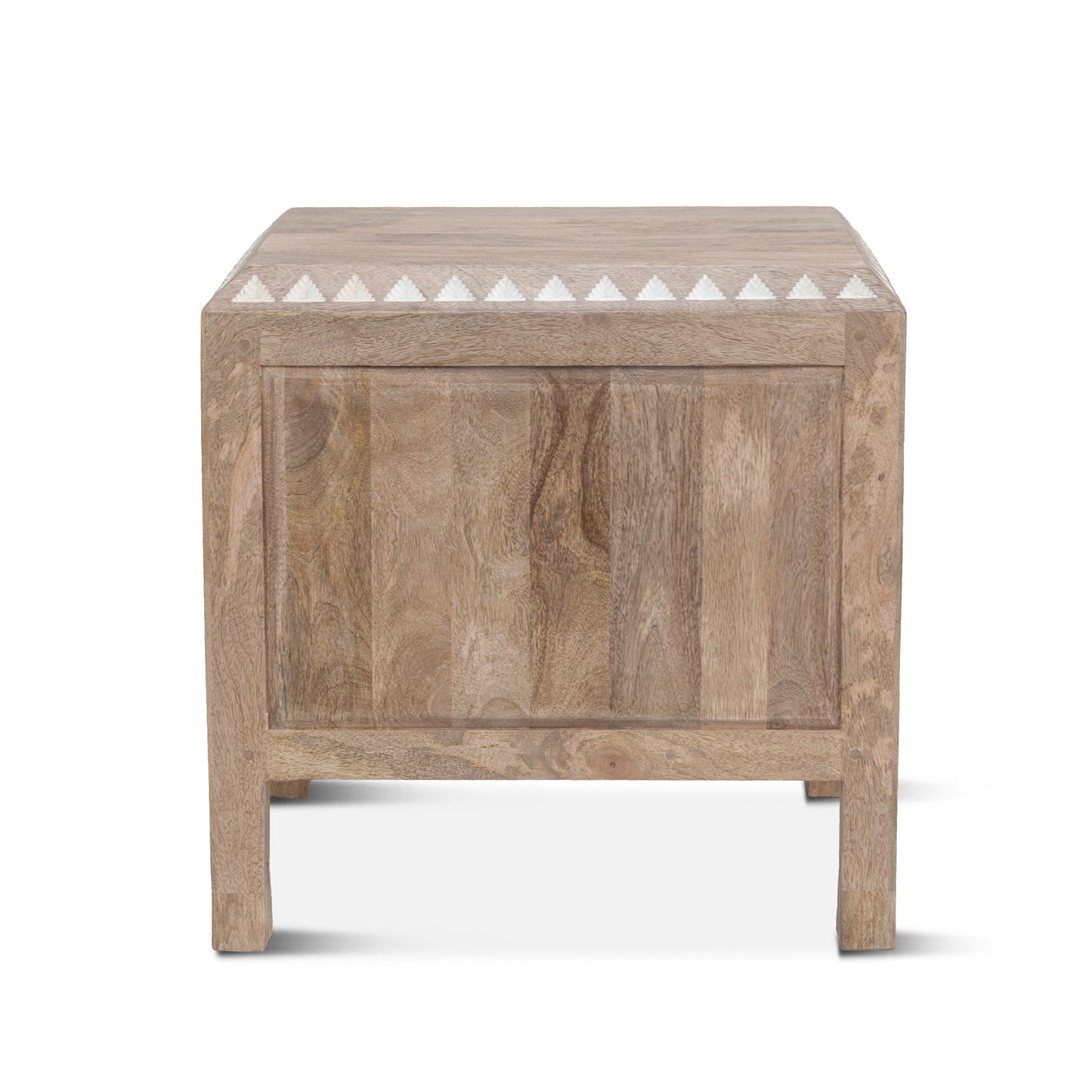 26" Carved Natural White Nightstand