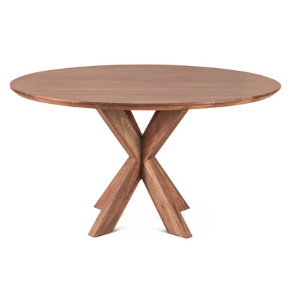 54" Weathered Acacia Round Dining Table