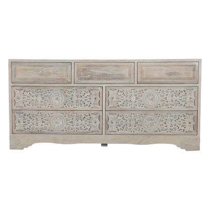 71" Carved Heirloom White Mango Dresser