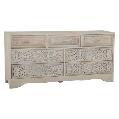 71" Carved Heirloom White Mango Dresser