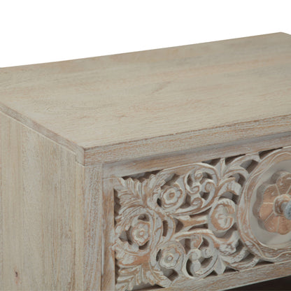 26" Carved Heirloom White Mango Nightstand