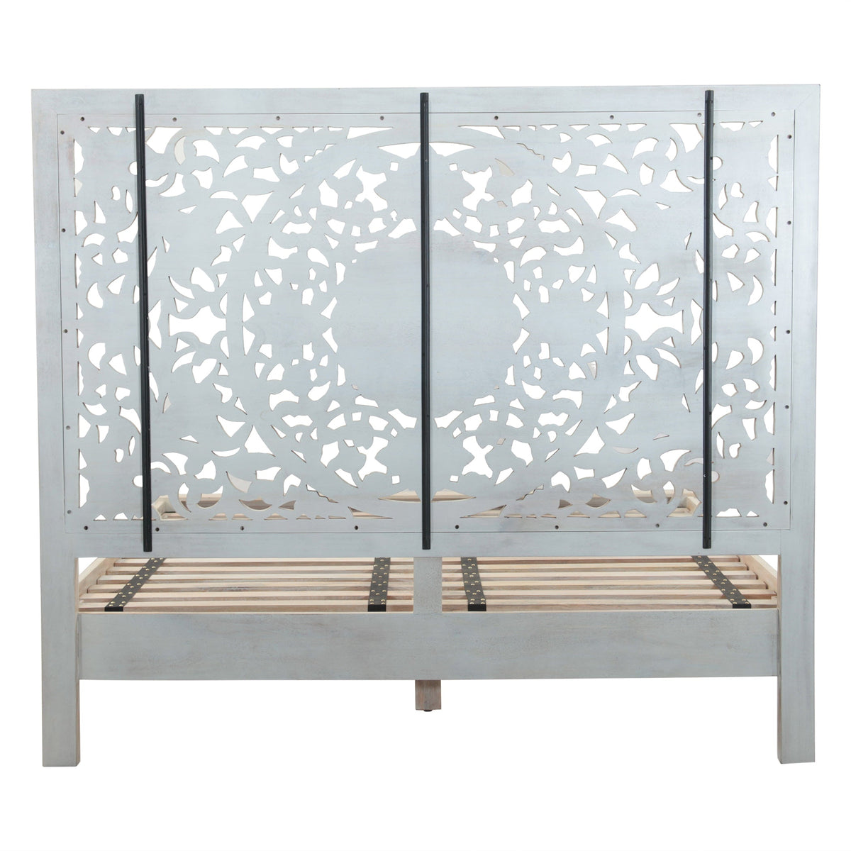80" Carved Heirloom White Mango King Bed