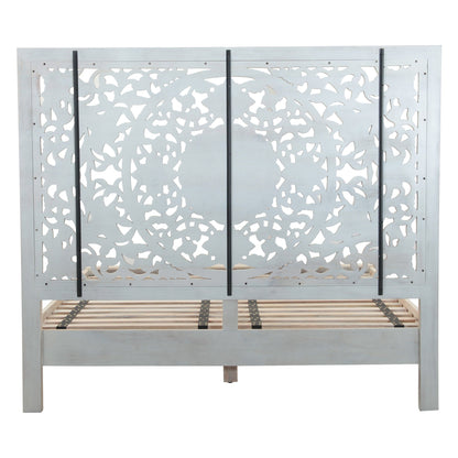 80" Carved Heirloom White Mango King Bed