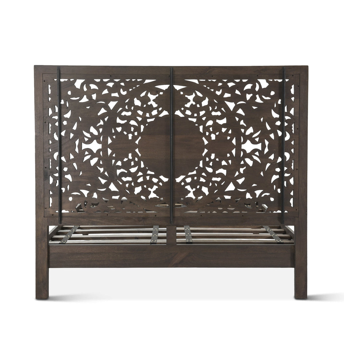 80" Hand-Carved Vintage Brown King Size Bed