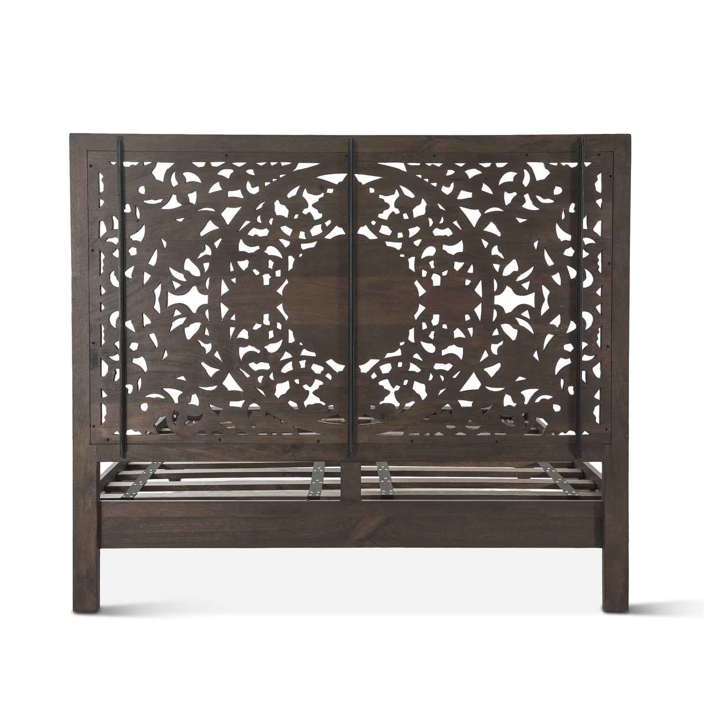 80" Hand-Carved Vintage Brown King Size Bed