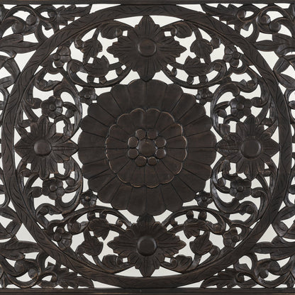 80" Hand-Carved Vintage Brown King Size Bed