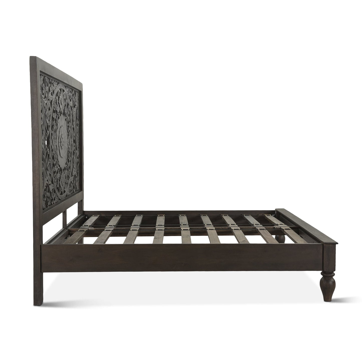 80" Hand-Carved Vintage Brown King Size Bed